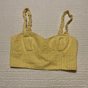 Zara Women's White and Yellow Crop-top